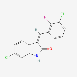 molecular formula C15H8Cl2FNO B1401613 (3Z)-6-氯-3-[(3-氯-2-氟苯基)亚甲基]-1,3-二氢-2H-吲哚-2-酮 CAS No. 897365-76-3