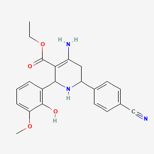 Ethyl 4-amino-6-(4-cyanophenyl)-2-(2-hydroxy-3-methoxy-phenyl)-1,2,5,6-tetrahydropyridine-3-carboxylate