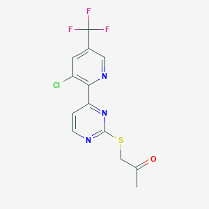 molecular formula C13H9ClF3N3OS B1401669 1-[4-(3-氯-5-三氟甲基-吡啶-2-基)-嘧啶-2-基硫代]-丙-2-酮 CAS No. 1311279-24-9