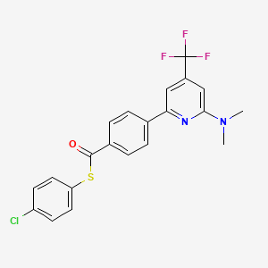 molecular formula C21H16ClF3N2OS B1401682 4-(6-二甲氨基-4-三氟甲基吡啶-2-基)苯硫酸 S-(4-氯苯)酯 CAS No. 1923177-13-2