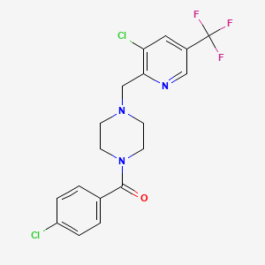 molecular formula C18H16Cl2F3N3O B1401691 (4-氯-苯基)-[4-(3-氯-5-三氟甲基-吡啶-2-基甲基)-哌嗪-1-基]-甲苯酮 CAS No. 1311278-56-4