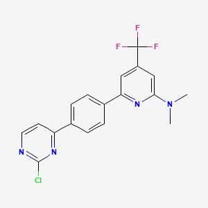 molecular formula C18H14ClF3N4 B1401694 {6-[4-(2-Chloro-pyrimidin-4-yl)-phenyl]-4-trifluoromethyl-pyridin-2-yl}-dimethyl-amine CAS No. 1311278-60-0