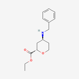 molecular formula C15H21NO3 B14017098 Ethyl trans-4-(benzylamino)tetrahydropyran-2-carboxylate 