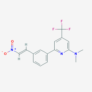 molecular formula C16H14F3N3O2 B1401735 二甲基-{6-[3-((E)-2-硝基-乙烯基)-苯基]-4-三氟甲基-吡啶-2-基}-胺 CAS No. 1311284-08-8