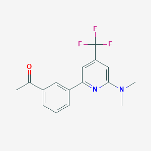 molecular formula C16H15F3N2O B1401739 1-[3-(6-二甲氨基-4-三氟甲基-吡啶-2-基)-苯基]-乙酮 CAS No. 1311279-36-3