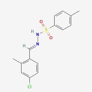 molecular formula C15H15ClN2O2S B14017429 N-[(E)-(4-chloro-2-methylphenyl)methylideneamino]-4-methylbenzenesulfonamide 