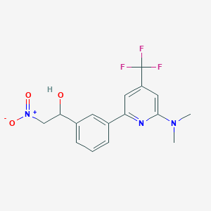 molecular formula C16H16F3N3O3 B1401747 1-[3-(6-二甲氨基-4-三氟甲基-吡啶-2-基)-苯基]-2-硝基-乙醇 CAS No. 1311279-63-6