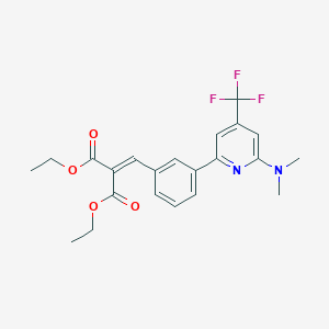 B1401752 2-[3-(6-Dimethylamino-4-trifluoromethyl-pyridin-2-yl)-benzylidene]-malonic acid diethyl ester CAS No. 1311280-35-9