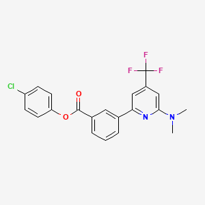 B1401753 3-(6-Dimethylamino-4-trifluoromethyl-pyridin-2-yl)-benzoic acid 4-chloro-phenyl ester CAS No. 1311280-37-1