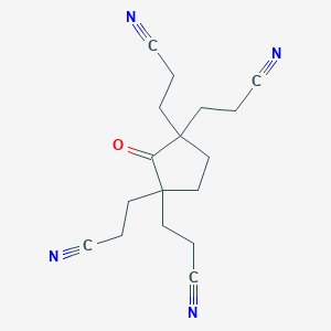 molecular formula C17H20N4O B14017537 3-[1,3,3-Tris(2-cyanoethyl)-2-oxo-cyclopentyl]propanenitrile CAS No. 93726-12-6