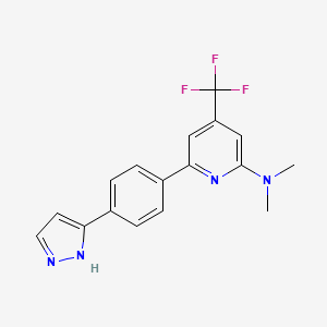 molecular formula C17H15F3N4 B1401756 二甲基-{6-[4-(1H-吡唑-3-基)-苯基]-4-三氟甲基-吡啶-2-基}-胺 CAS No. 1311279-87-4
