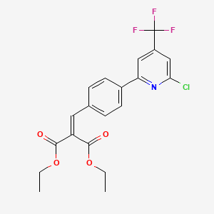 molecular formula C20H17ClF3NO4 B1401758 2-[4-(6-Chloro-4-trifluoromethyl-pyridin-2-yl)-benzylidene]-malonic acid diethyl ester CAS No. 1311279-32-9