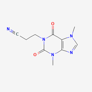 molecular formula C10H11N5O2 B14017588 3-(3,7-Dimethyl-2,6-dioxopurin-1-yl)propanenitrile CAS No. 1811-39-8