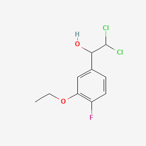 molecular formula C10H11Cl2FO2 B14017649 2,2-Dichloro-1-(3-ethoxy-4-fluorophenyl)ethanol 