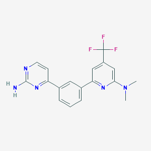B1401765 4-[3-(6-Dimethylamino-4-trifluoromethyl-pyridin-2-yl)-phenyl]-pyrimidin-2-ylamine CAS No. 1311279-85-2
