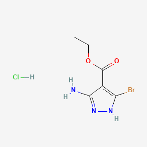 molecular formula C6H9BrClN3O2 B14017683 ethyl 5-amino-3-bromo-1h-pyrazole-4-carboxylate HCl 