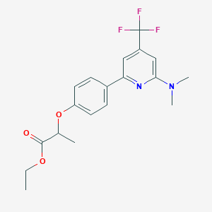 B1401771 2-[4-(6-Dimethylamino-4-trifluoromethyl-pyridin-2-yl)-phenoxy]-propionic acid ethyl ester CAS No. 1311278-18-8