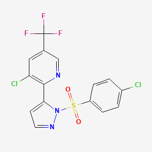 molecular formula C15H8Cl2F3N3O2S B1401775 3-氯-2-[2-(4-氯-苯磺酰基)-2H-吡唑-3-基]-5-三氟甲基-吡啶 CAS No. 1311277-99-2