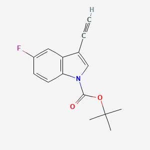 molecular formula C15H14FNO2 B14017770 tert-Butyl 3-ethynyl-5-fluoro-1H-indole-1-carboxylate 