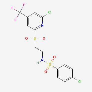 molecular formula C14H11Cl2F3N2O4S2 B1401778 4-氯-N-[2-(6-氯-4-三氟甲基-吡啶-2-磺酰基)-乙基]-苯磺酰胺 CAS No. 1311278-04-2
