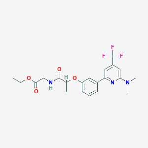 molecular formula C21H24F3N3O4 B1401784 {2-[3-(6-Dimethylamino-4-trifluoromethyl-pyridin-2-yl)-phenoxy]-propionylamino}-acetic acid ethyl ester CAS No. 1311279-83-0