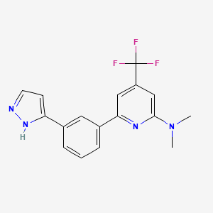 molecular formula C17H15F3N4 B1401789 Dimethyl-{6-[3-(1H-pyrazol-3-yl)-phenyl]-4-trifluoromethyl-pyridin-2-yl}-amine CAS No. 1311280-41-7