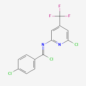 molecular formula C13H6Cl3F3N2 B1401795 4-Chloro-N-(6-chloro-4-trifluoromethyl-pyridin-2-yl)-benzimidoyl chloride CAS No. 1311284-07-7
