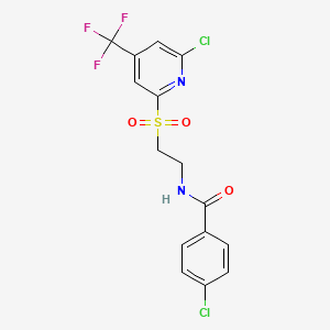 molecular formula C15H11Cl2F3N2O3S B1401805 4-氯-N-[2-(6-氯-4-三氟甲基-吡啶-2-磺酰基)-乙基]-苯甲酰胺 CAS No. 1311280-14-4
