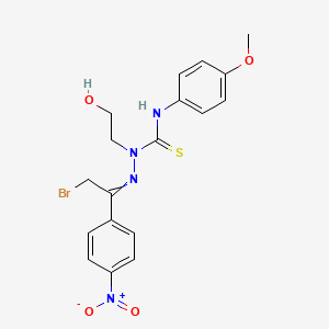 molecular formula C18H19BrN4O4S B14018134 N1-(4-methoxyphenyl)-2-[2-bromo-1-(4-nitrophenyl)ethylidene]-1-(2-hydroxyethyl)hydrazine-1-carbothioamide 