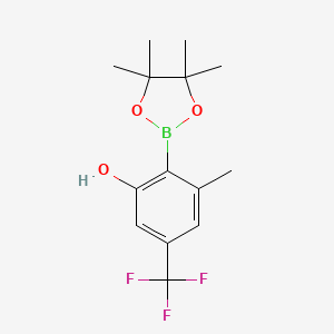 molecular formula C14H18BF3O3 B14018233 3-Methyl-2-(4,4,5,5-tetramethyl-1,3,2-dioxaborolan-2-yl)-5-(trifluoromethyl)phenol 