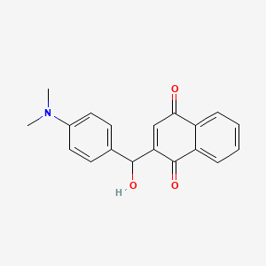 molecular formula C19H17NO3 B14018376 2-{[4-(Dimethylamino)phenyl](hydroxy)methyl}naphthalene-1,4-dione CAS No. 6629-19-2