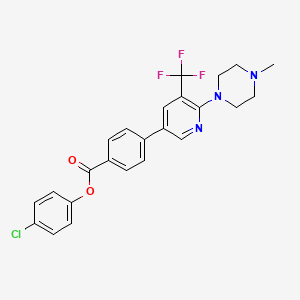 molecular formula C24H21ClF3N3O2 B1401856 4-[6-(4-甲基-哌嗪-1-基)-5-三氟甲基-吡啶-3-基]-苯甲酸 4-氯-苯酯 CAS No. 1311279-90-9