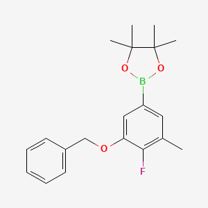 molecular formula C20H24BFO3 B14018590 2-(3-(Benzyloxy)-4-fluoro-5-methylphenyl)-4,4,5,5-tetramethyl-1,3,2-dioxaborolane 