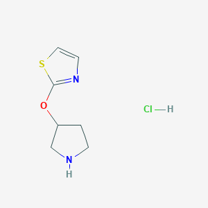 molecular formula C7H11ClN2OS B1401861 2-(吡咯烷-3-氧基)噻唑盐酸盐 CAS No. 1420827-48-0