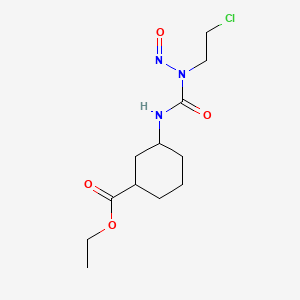 molecular formula C12H20ClN3O4 B14018739 cis-3-(3-(2-Chloroethyl)-3-nitrosoureido)cyclopentanecarboxylic acid ethyl ester CAS No. 33073-61-9