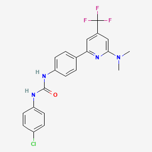 molecular formula C21H18ClF3N4O B1401889 1-(4-氯苯基)-3-[4-(6-二甲基氨基-4-三氟甲基吡啶-2-基)-苯基]-脲 CAS No. 1311278-08-6