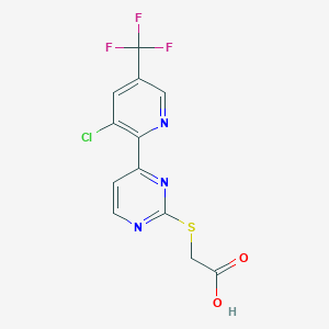 molecular formula C12H7ClF3N3O2S B1401893 [4-(3-Chloro-5-trifluoromethyl-pyridin-2-yl)-pyrimidin-2-ylsulfanyl]-acetic acid CAS No. 1311278-94-0