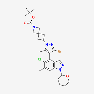 tert-Butyl 6-(3-bromo-4-(5-chloro-6-methyl-1-(tetrahydro-2H-pyran-2-yl)-1H-indazol-4-yl)-5-methyl-1H-pyrazol-1-yl)-2-azaspiro[3.3]heptane-2-carboxylate