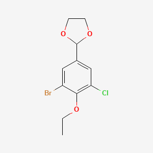 molecular formula C11H12BrClO3 B14019740 2-(3-Bromo-5-chloro-4-ethoxyphenyl)-1,3-dioxolane 