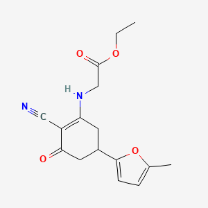 B1402006 ethyl N-[2-cyano-5-(5-methyl-2-furyl)-3-oxocyclohex-1-en-1-yl]glycinate CAS No. 1428139-05-2