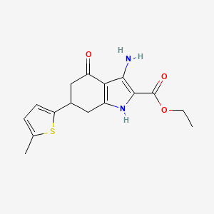 molecular formula C16H18N2O3S B1402007 3-氨基-6-(5-甲基-2-噻吩基)-4-氧代-4,5,6,7-四氢-1H-吲哚-2-羧酸乙酯 CAS No. 1428139-84-7