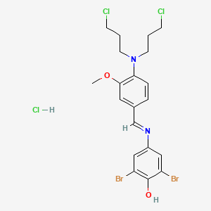 molecular formula C20H23Br2Cl3N2O2 B14020698 4-[[4-[Bis(3-chloropropyl)amino]-3-methoxyphenyl]methylideneamino]-2,6-dibromophenol;hydrochloride CAS No. 60625-62-9