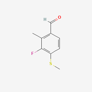 molecular formula C9H9FOS B14020725 3-Fluoro-2-methyl-4-(methylthio)benzaldehyde 