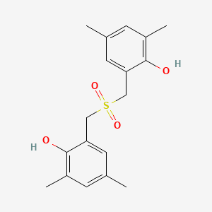 molecular formula C18H22O4S B14020730 2-[(2-Hydroxy-3,5-dimethylphenyl)methylsulfonylmethyl]-4,6-dimethylphenol CAS No. 63261-28-9