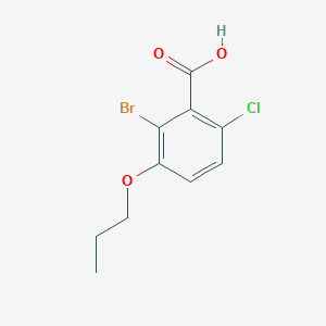 molecular formula C10H10BrClO3 B14020744 2-Bromo-6-chloro-3-propoxybenzoic acid 