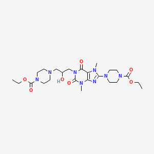 Ethyl 4-[3-[8-(4-ethoxycarbonylpiperazin-1-YL)-3,7-dimethyl-2,6-dioxo-purin-1-YL]-2-hydroxy-propyl]piperazine-1-carboxylate