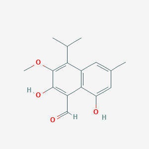 molecular formula C16H18O4 B14021313 2,8-Dihydroxy-3-methoxy-6-methyl-4-propan-2-ylnaphthalene-1-carbaldehyde 