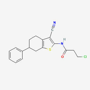 B1402139 3-Chloro-N-(3-cyano-6-phenyl-4,5,6,7-tetrahydro-1-benzothien-2-yl)propanamide CAS No. 1365963-02-5
