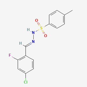 molecular formula C14H12ClFN2O2S B14021463 N-[(E)-(4-chloro-2-fluorophenyl)methylideneamino]-4-methylbenzenesulfonamide 