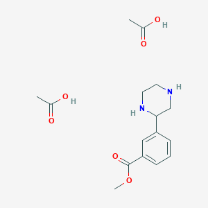 molecular formula C16H24N2O6 B14022243 Methyl 3-(piperazin-2-yl)benzoate diacetate 